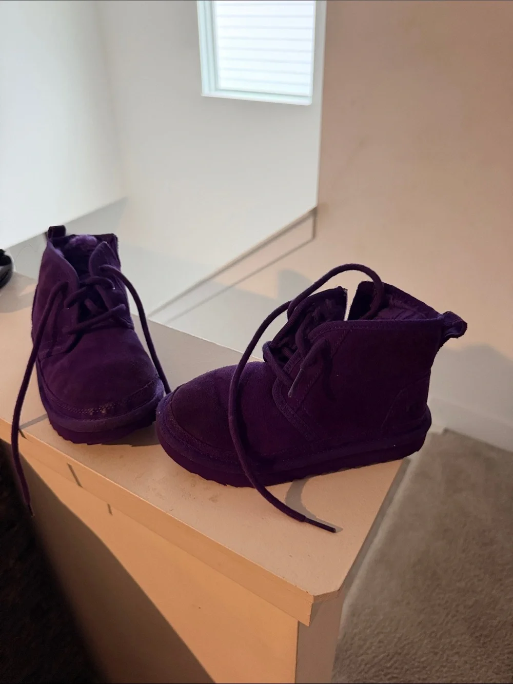 UGG Kids Purple Suede Lace-Up Ankle Boots